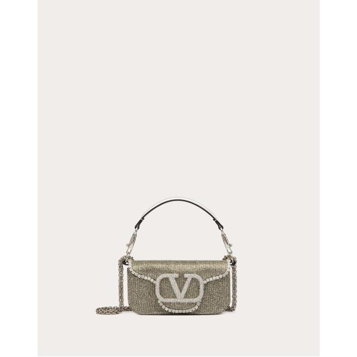 발렌티노 여성 숄더백 크로스백 Loco Embroidered Small Shoulder Bag for Woman in Silver/crystal | Valentino GB WB0K53JTT_V3W이끌라발렌티노