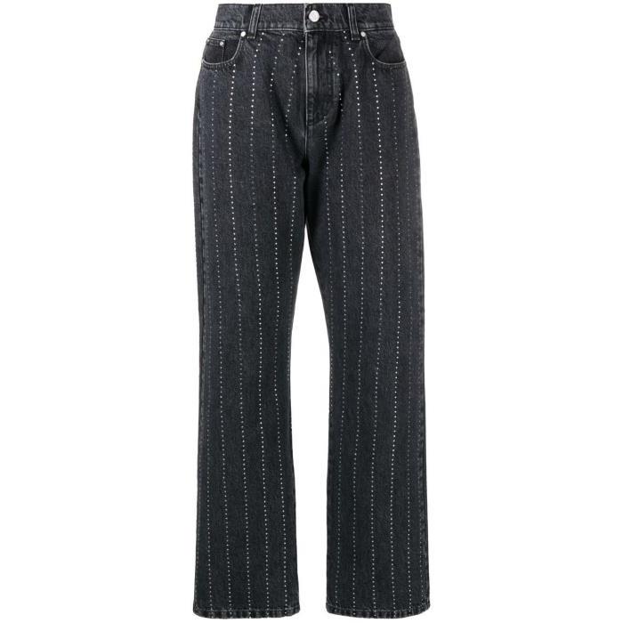 스텔라맥카트니 여성 바지 데님 Black Crystal Embellished Pinstriped Straight Leg Jeans 19397534_6D00293SPH12이끌라스텔라 맥카트니