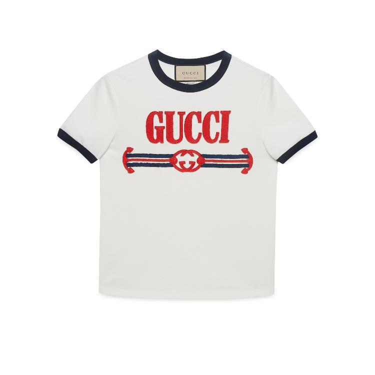 구찌 여성 티셔츠 맨투맨 723566 XJFQQ 9088 Gucci Interlocking G Web cotton jersey T shirt이끌라구찌
