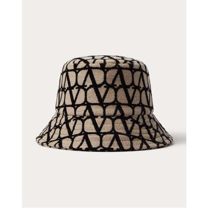 발렌티노 여성 모자 Toile Iconographe Bucket Hat for Woman in Beige/black | Valentino GB WHGA65IEK_EX9이끌라발렌티노