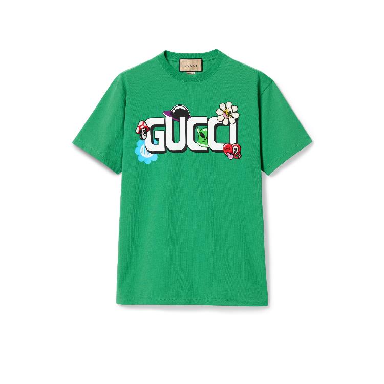 구찌 남성 티셔츠 맨투맨 785345 XJGI9 3440 Cotton jersey T shirt with Gucci print이끌라구찌