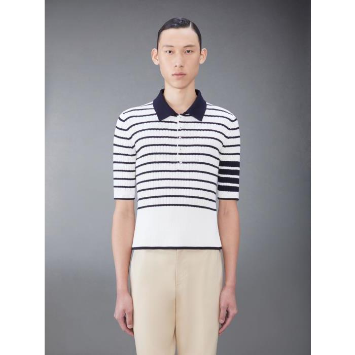 톰브라운 남성 티셔츠 맨투맨 MKP087C-Y3014-100 4 Bar stripe knitted polo shirt이끌라톰브라운
