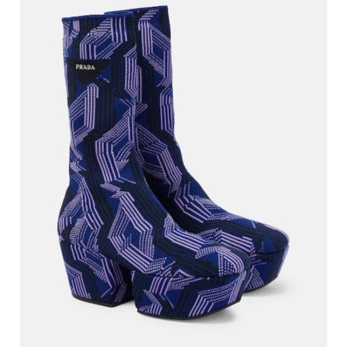 프라다 여성 펌프스 힐 Jacquard knit platform ankle boots P00596776이끌라프라다