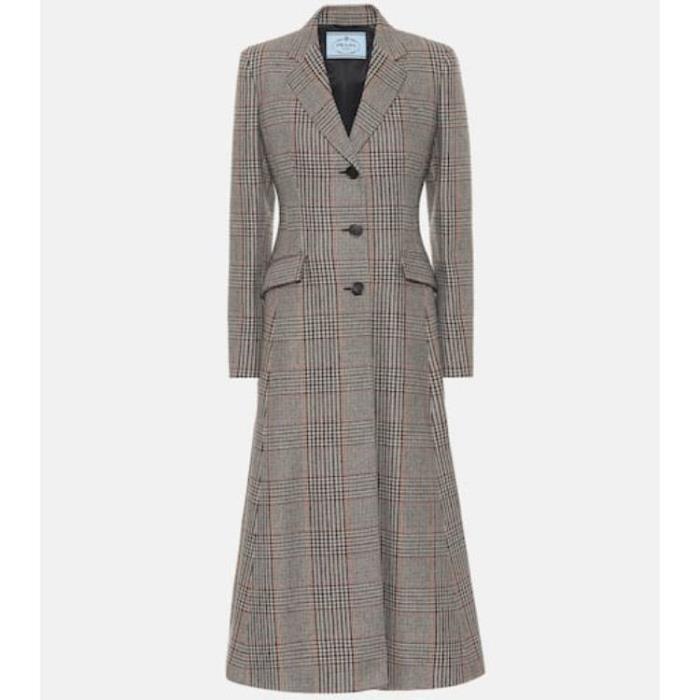 프라다 여성 코트 Checked stretch wool coat P00495867이끌라프라다