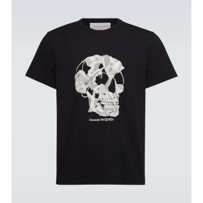 알렉산더맥퀸 남성 티셔츠 맨투맨 Skull embroidered cotton jersey T shirt P00935530이끌라알렉산더 맥퀸