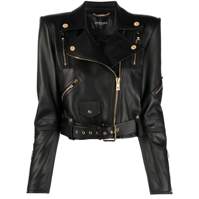 베르사체 여성 자켓 블레이저 Black Zip Up Leather Biker Jacket 19136847_10079151A00713이끌라베르사체