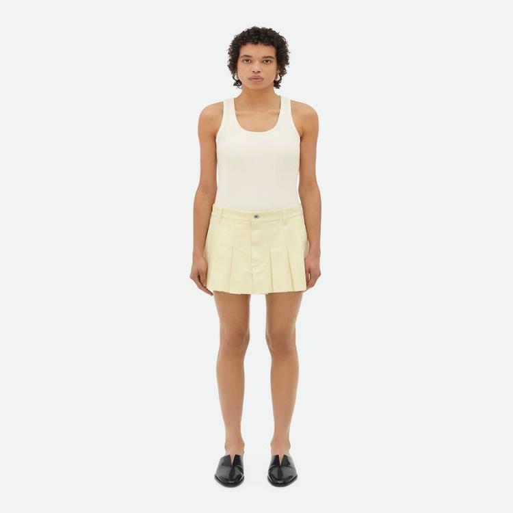 보테가베네타 여성 스커트 Yellow Wash Denim Pleated Mini Skirt 789292V33Z07061이끌라보테가베네타
