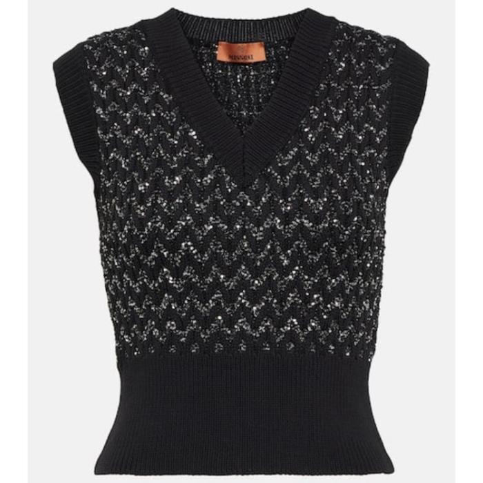 미쏘니 여성 니트웨어 Metallic cable knit sweater vest P00881103이끌라미쏘니