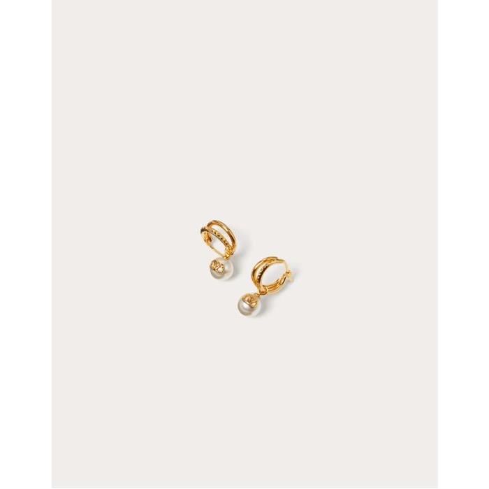 발렌티노 여성 귀걸이 Vlogo Signature Metal Earrings With Swarovski® Pearls for Woman in Gold | Valentino GB WJ0S38UXM_0O3이끌라발렌티노