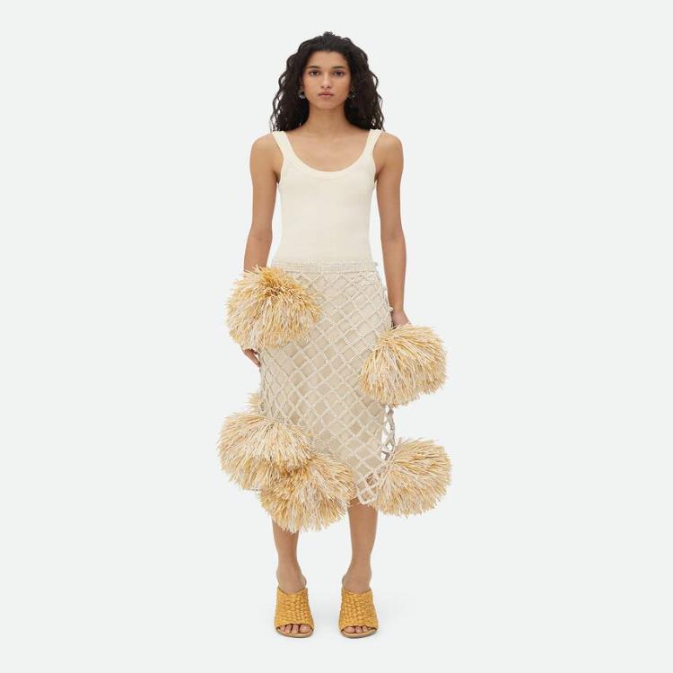 보테가베네타 여성 스커트 Paper Mesh Crochet Skirt With Pompom 782702V3W309003이끌라보테가베네타