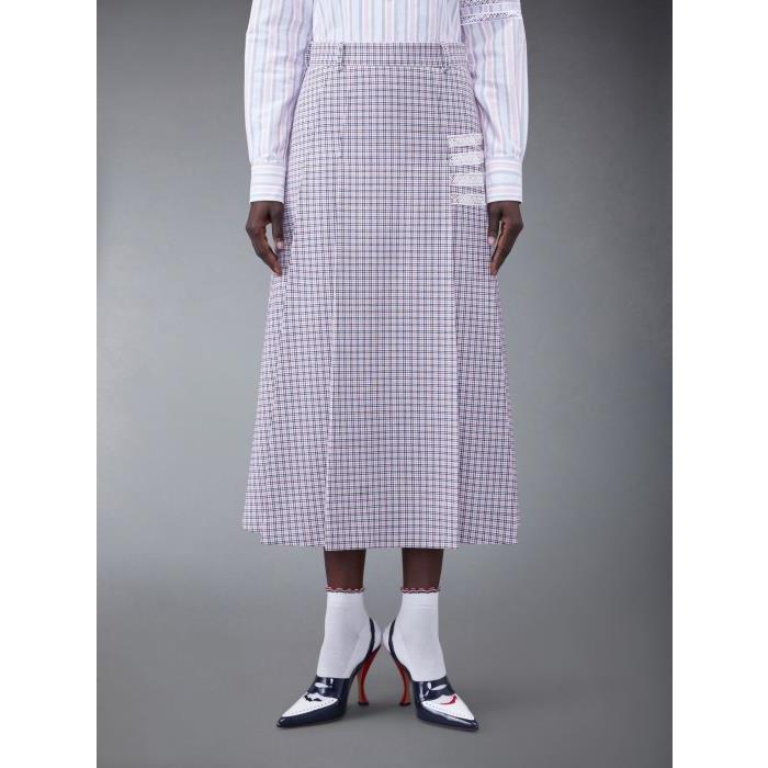 톰브라운 여성 스커트 FGC993E-E0832-960 Check Cotton Crepe 4 Bar Maxi Mirror Pleat Skirt이끌라톰브라운