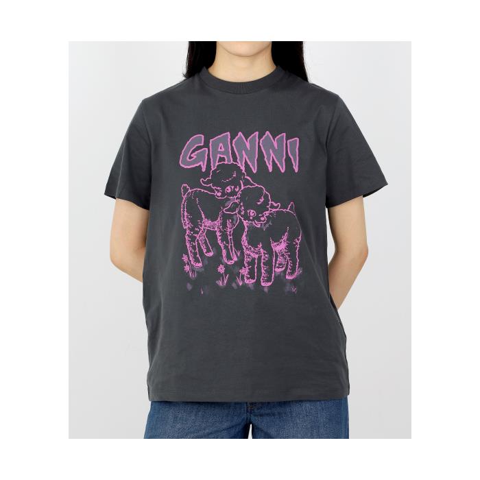 가니 여성 티셔츠 맨투맨 [GANNI]RELAXED LAMB T SHIRT (T3993 490)(릴렉스드 양 반팔 티셔츠) T3993_490이끌라기본브랜드